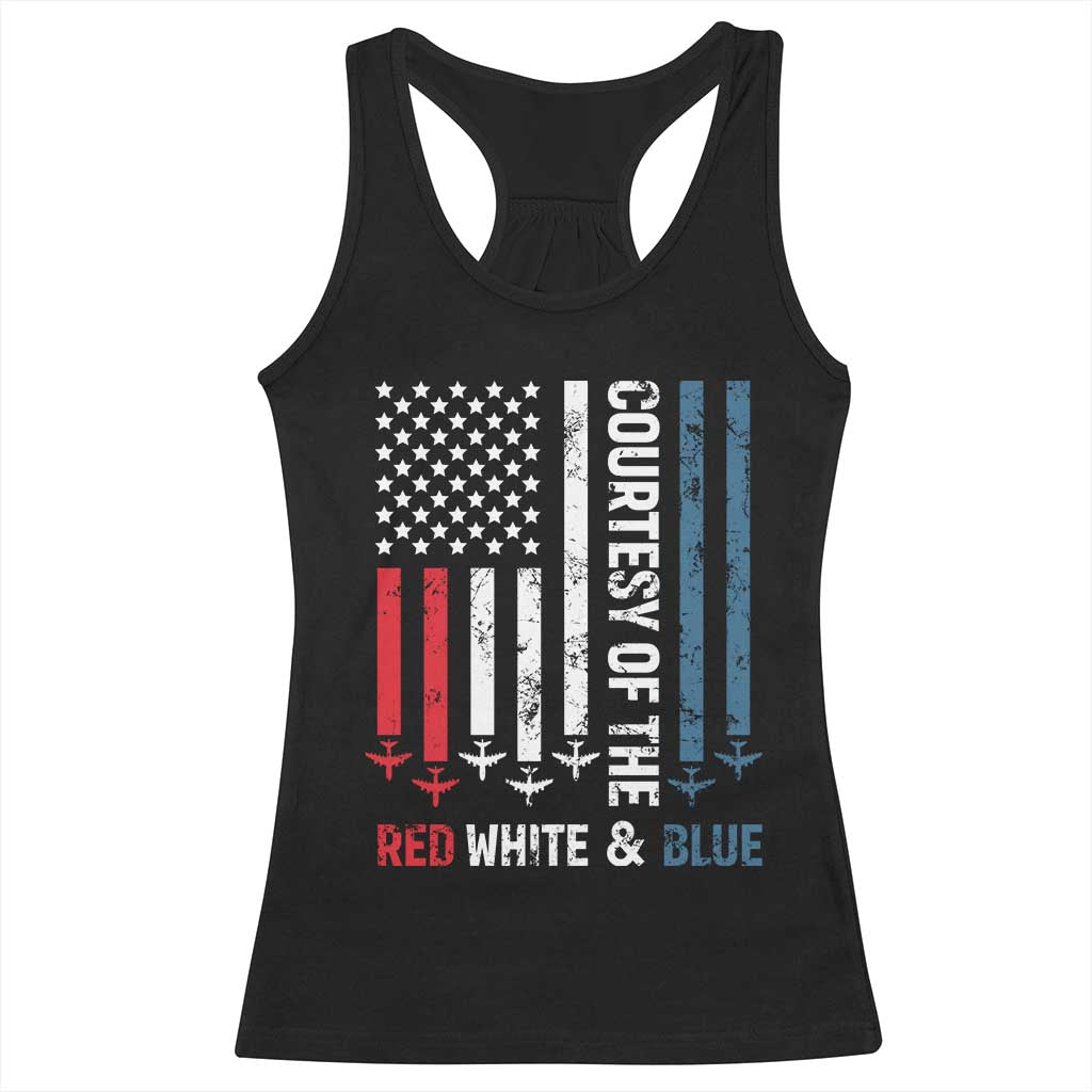 Courtesy of the Red White and Blue Racerback Tank Top US Military Patriotic American Flag - Wonder Print Shop