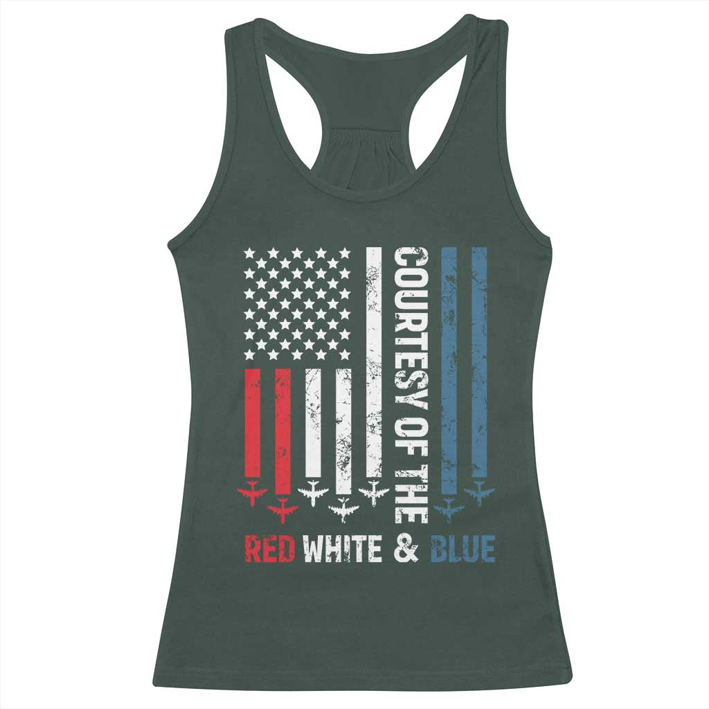 Courtesy of the Red White and Blue Racerback Tank Top US Military Patriotic American Flag - Wonder Print Shop