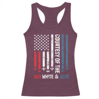 Courtesy of the Red White and Blue Racerback Tank Top US Military Patriotic American Flag - Wonder Print Shop