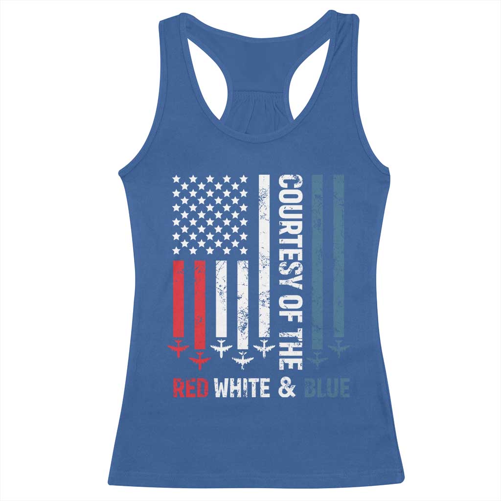 Courtesy of the Red White and Blue Racerback Tank Top US Military Patriotic American Flag - Wonder Print Shop