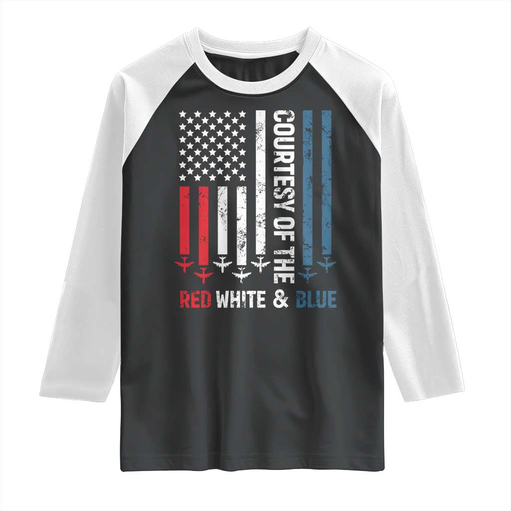Courtesy of the Red White and Blue Raglan Shirt US Military Patriotic American Flag - Wonder Print Shop