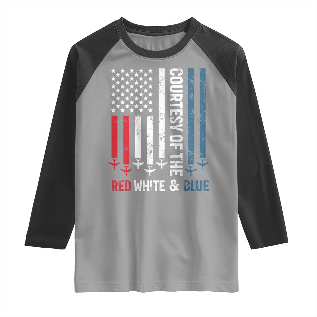 Courtesy of the Red White and Blue Raglan Shirt US Military Patriotic American Flag - Wonder Print Shop