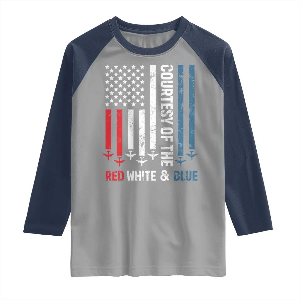 Courtesy of the Red White and Blue Raglan Shirt US Military Patriotic American Flag - Wonder Print Shop