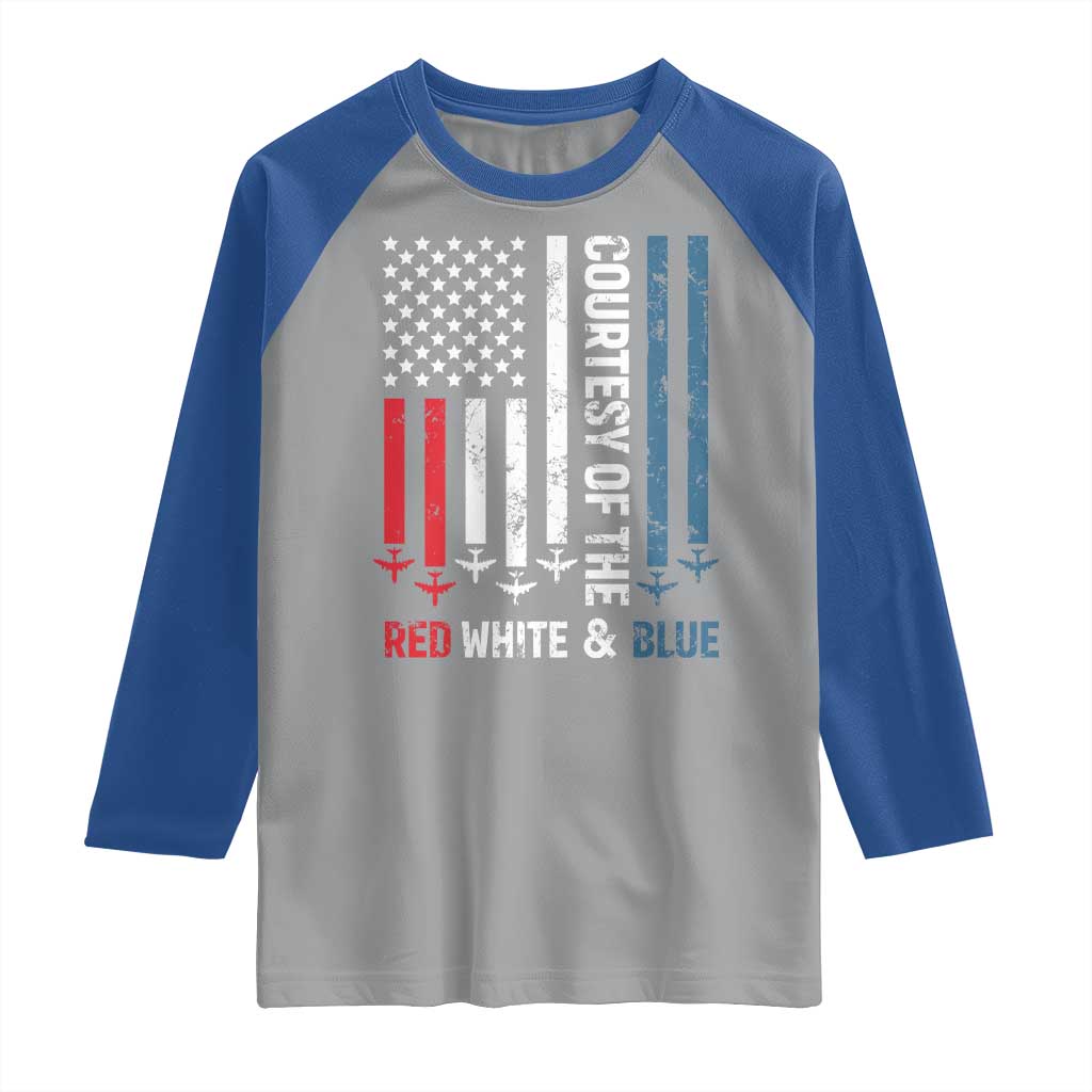 Courtesy of the Red White and Blue Raglan Shirt US Military Patriotic American Flag - Wonder Print Shop