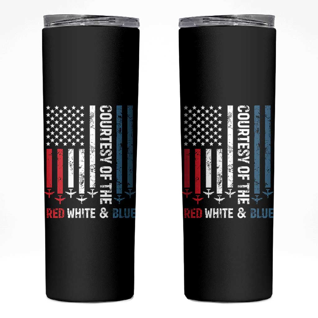 Courtesy of the Red White and Blue Skinny Tumbler US Military Patriotic American Flag - Wonder Print Shop