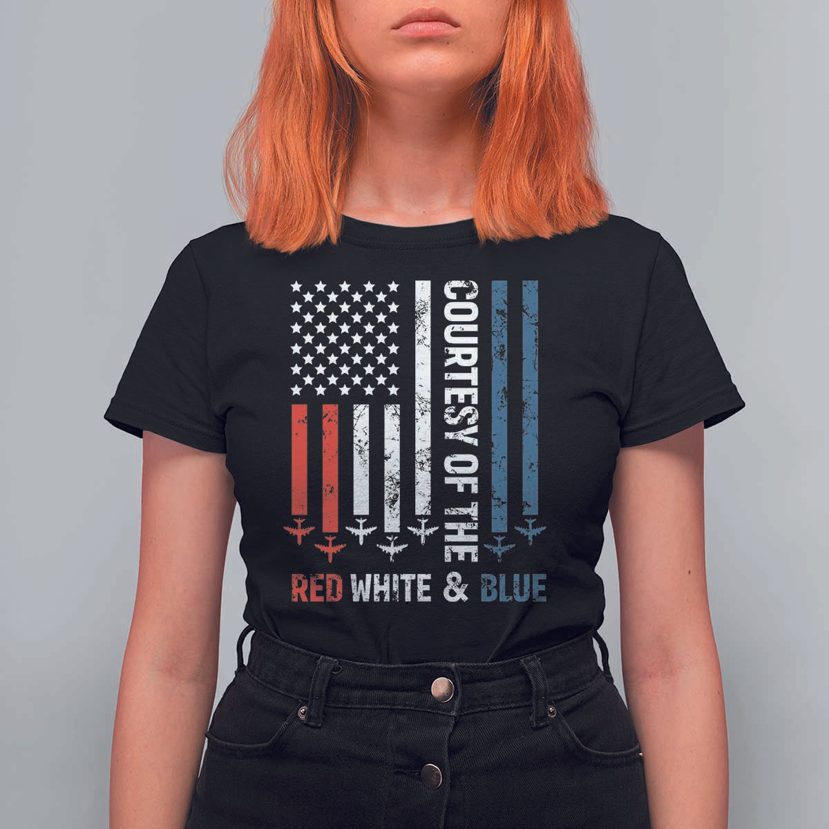 Courtesy of the Red White and Blue T Shirt For Women US Military Patriotic American Flag - Wonder Print Shop