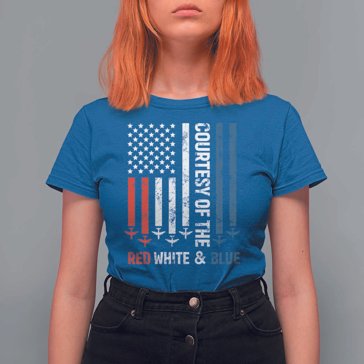 Courtesy of the Red White and Blue T Shirt For Women US Military Patriotic American Flag - Wonder Print Shop