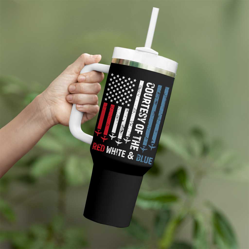 Courtesy of the Red White and Blue Tumbler With Handle US Military Patriotic American Flag - Wonder Print Shop