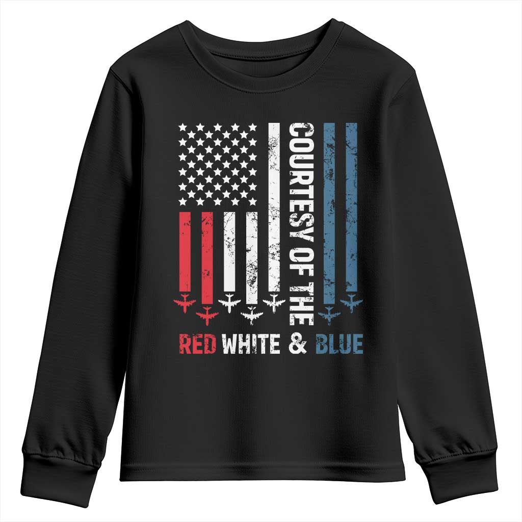 Courtesy of the Red White and Blue Youth Sweatshirt US Military Patriotic American Flag - Wonder Print Shop