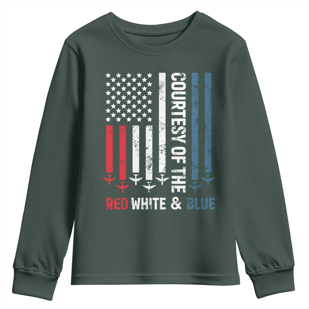 Courtesy of the Red White and Blue Youth Sweatshirt US Military Patriotic American Flag - Wonder Print Shop
