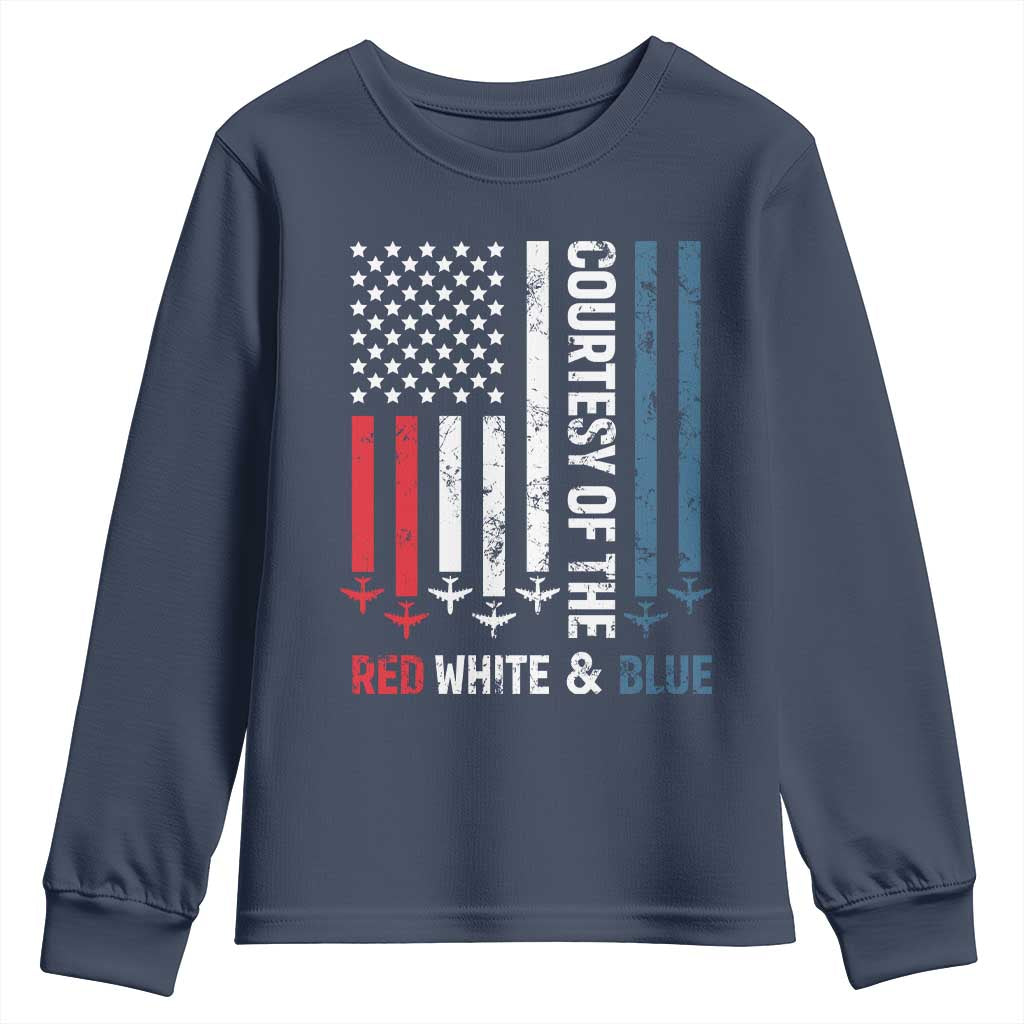 Courtesy of the Red White and Blue Youth Sweatshirt US Military Patriotic American Flag - Wonder Print Shop
