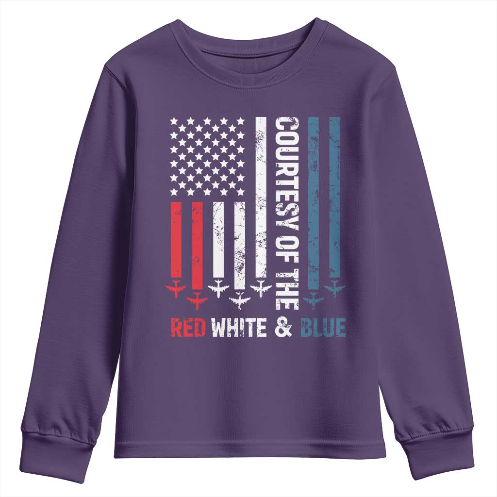 Courtesy of the Red White and Blue Youth Sweatshirt US Military Patriotic American Flag - Wonder Print Shop