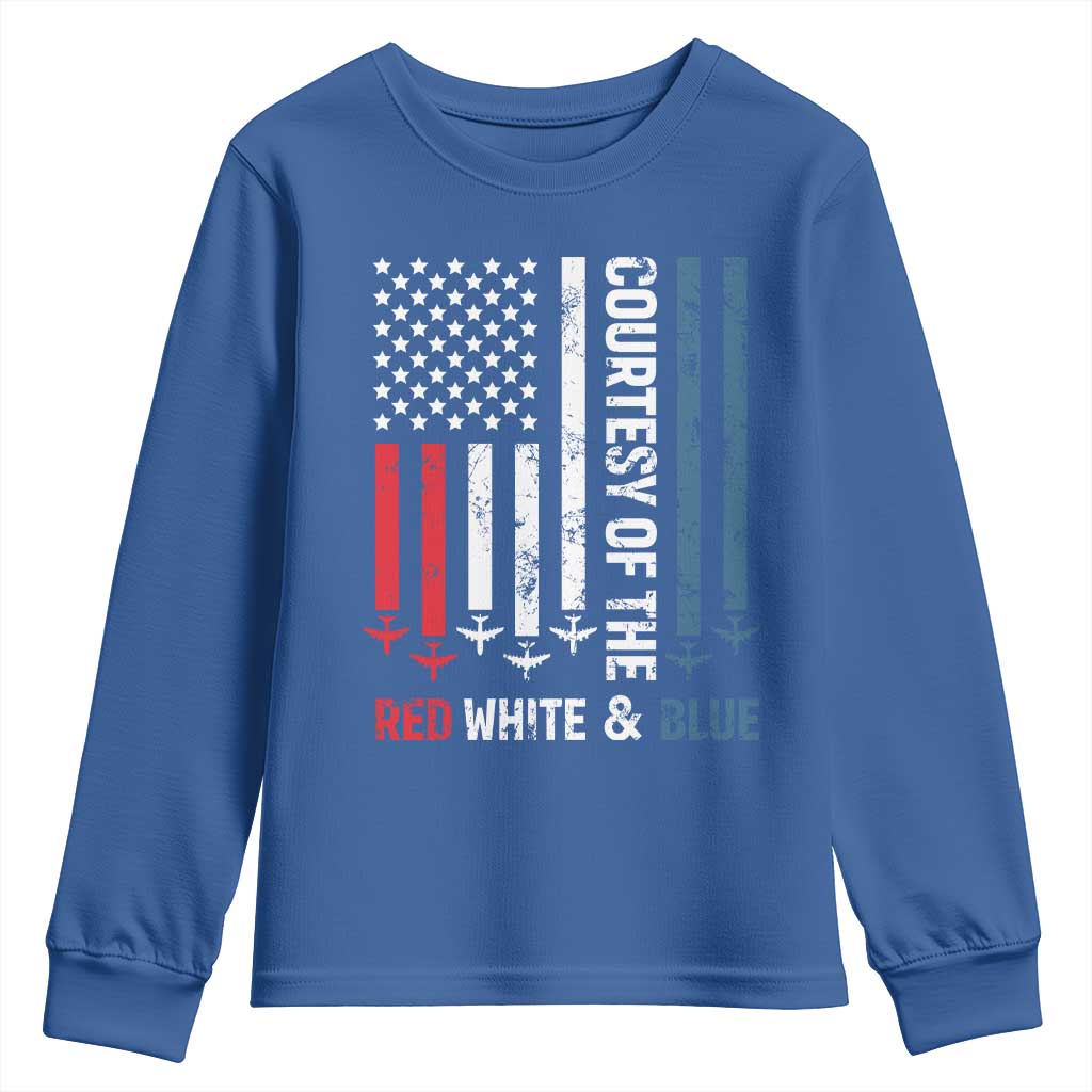Courtesy of the Red White and Blue Youth Sweatshirt US Military Patriotic American Flag - Wonder Print Shop