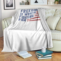 Freedom Is Worth Fighting For Throw Blanket USA Flag America True Patriot - Wonder Print Shop