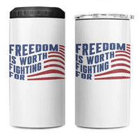 Freedom Is Worth Fighting For 4 in 1 Can Cooler Tumbler USA Flag America True Patriot - Wonder Print Shop