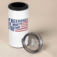 Freedom Is Worth Fighting For 4 in 1 Can Cooler Tumbler USA Flag America True Patriot - Wonder Print Shop