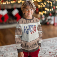 Freedom Is Worth Fighting For Ugly Christmas Sweater USA Flag America True Patriot - Wonder Print Shop