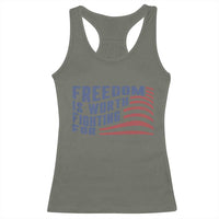 Freedom Is Worth Fighting For Racerback Tank Top USA Flag America True Patriot - Wonder Print Shop