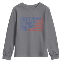 Freedom Is Worth Fighting For Youth Sweatshirt USA Flag America True Patriot - Wonder Print Shop