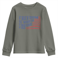 Freedom Is Worth Fighting For Youth Sweatshirt USA Flag America True Patriot - Wonder Print Shop