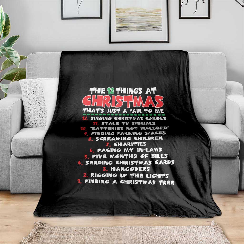12 Pains of Christmas Parody Throw Blanket Funny Twist on the 12 Days of Christmas Tradition - Wonder Print Shop