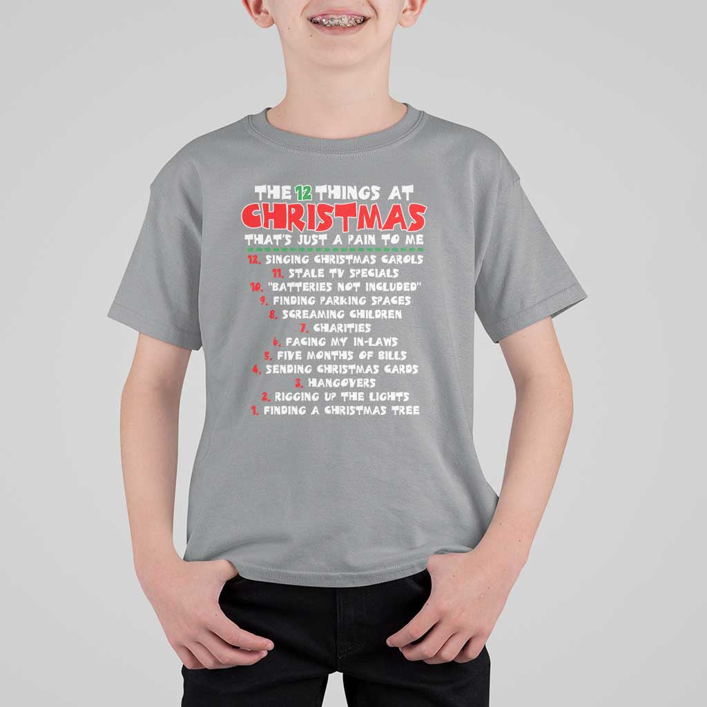 12 Pains of Christmas Parody T Shirt For Kid Funny Twist on the 12 Days of Christmas Tradition - Wonder Print Shop