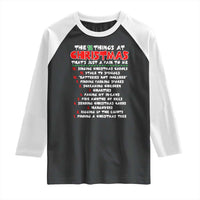 12 Pains of Christmas Parody Raglan Shirt Funny Twist on the 12 Days of Christmas Tradition - Wonder Print Shop