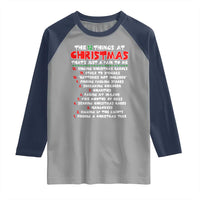 12 Pains of Christmas Parody Raglan Shirt Funny Twist on the 12 Days of Christmas Tradition - Wonder Print Shop