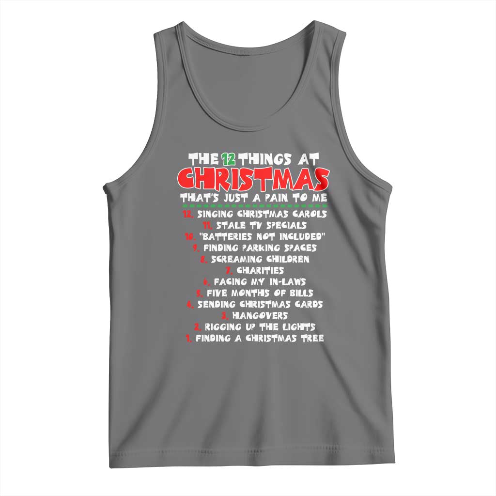 12 Pains of Christmas Parody Tank Top Funny Twist on the 12 Days of Christmas Tradition - Wonder Print Shop