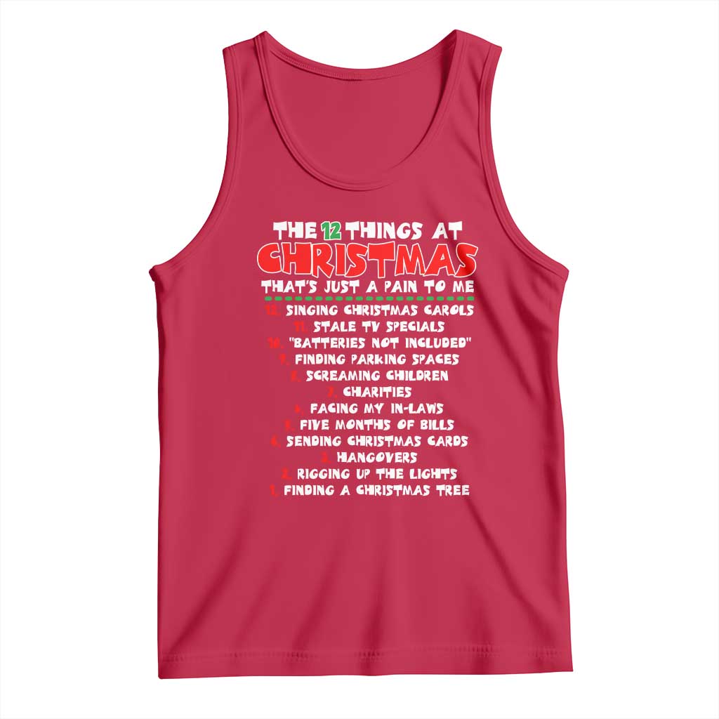 12 Pains of Christmas Parody Tank Top Funny Twist on the 12 Days of Christmas Tradition - Wonder Print Shop