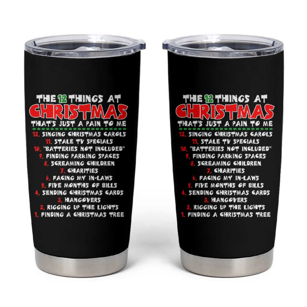 12 Pains of Christmas Parody Tumbler Cup Funny Twist on the 12 Days of Christmas Tradition - Wonder Print Shop