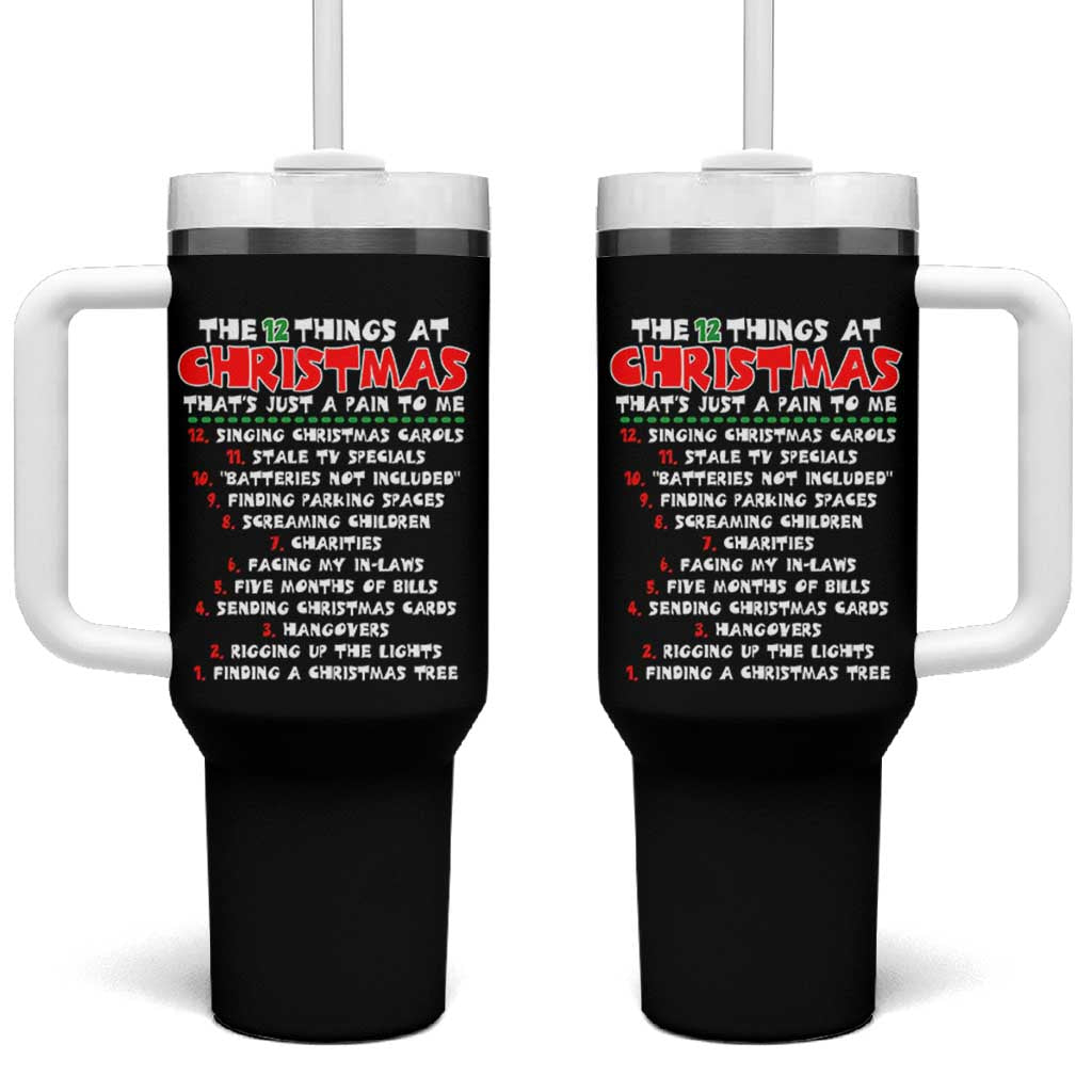 12 Pains of Christmas Parody Tumbler With Handle Funny Twist on the 12 Days of Christmas Tradition - Wonder Print Shop