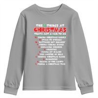 12 Pains of Christmas Parody Youth Sweatshirt Funny Twist on the 12 Days of Christmas Tradition - Wonder Print Shop
