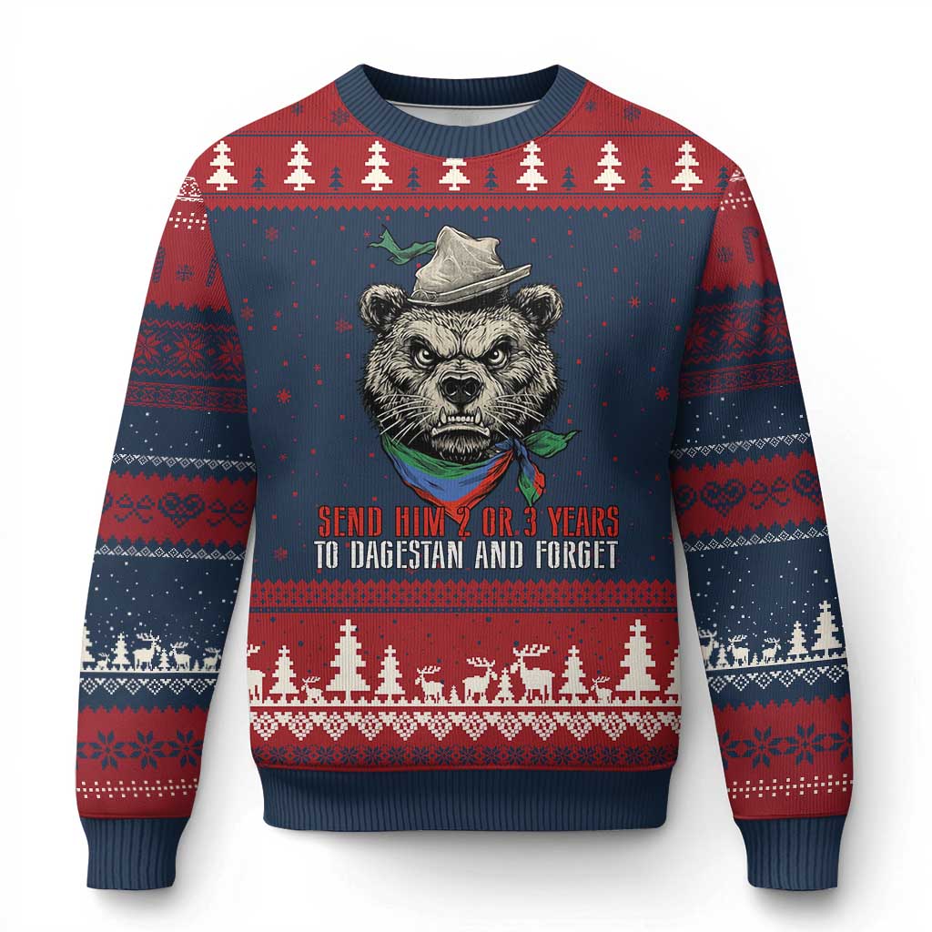 Dagestan Bear MMA Fighter Discipline Ugly Christmas Sweater Send Him 2 3 Years and Forget - Wonder Print Shop