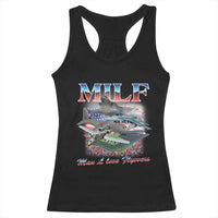 MILF Man I Love Flyovers Meme Racerback Tank Top for Aviation Buffs Patriotic Meme Lords - Wonder Print Shop