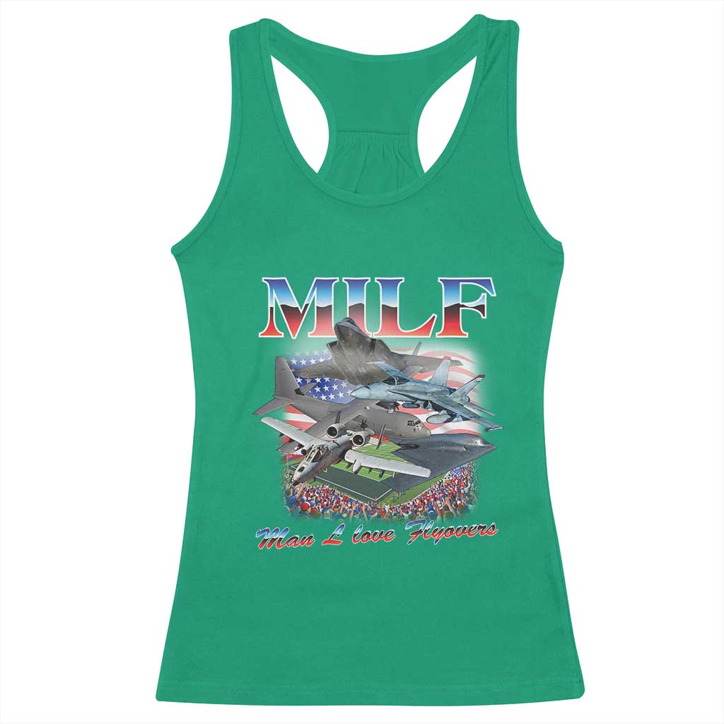 MILF Man I Love Flyovers Meme Racerback Tank Top for Aviation Buffs Patriotic Meme Lords - Wonder Print Shop