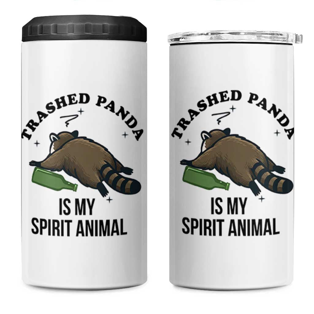 Trashed Panda Is My Spirit Animal 4 in 1 Can Cooler Tumbler Funny Drunk Raccoon Meme for Party People Hot Mess Energy - Wonder Print Shop