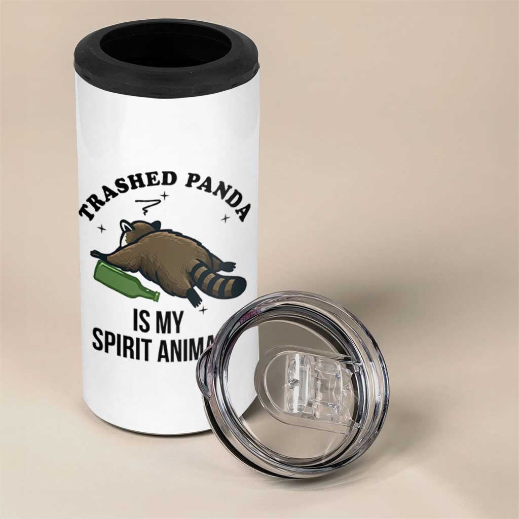 Trashed Panda Is My Spirit Animal 4 in 1 Can Cooler Tumbler Funny Drunk Raccoon Meme for Party People Hot Mess Energy - Wonder Print Shop