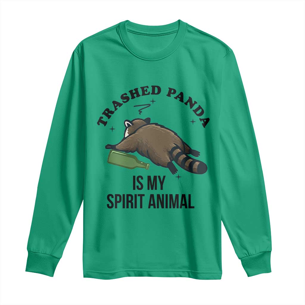 Trashed Panda Is My Spirit Animal Long Sleeve Shirt Funny Drunk Raccoon Meme for Party People Hot Mess Energy - Wonder Print Shop