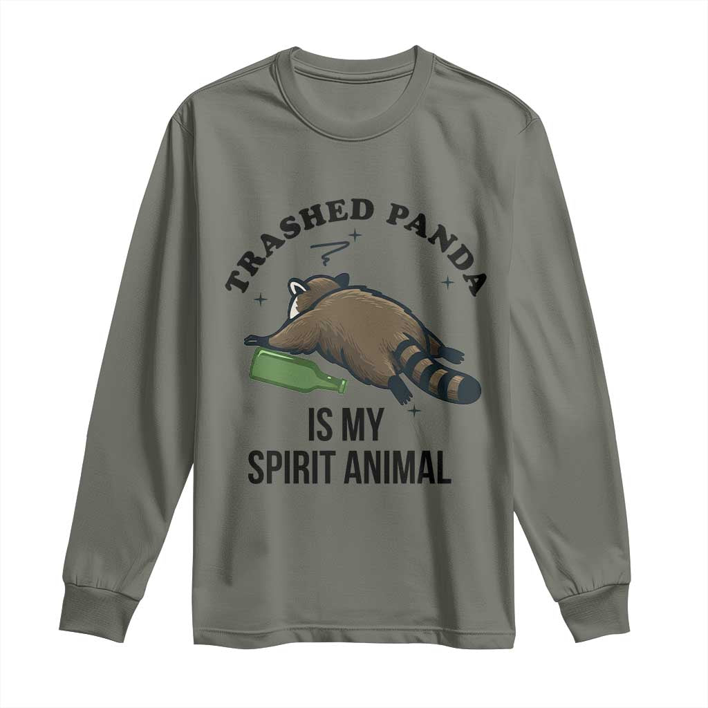 Trashed Panda Is My Spirit Animal Long Sleeve Shirt Funny Drunk Raccoon Meme for Party People Hot Mess Energy - Wonder Print Shop