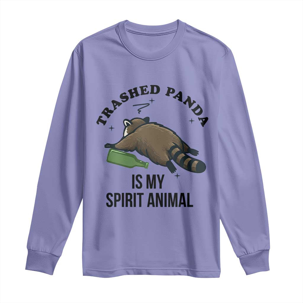 Trashed Panda Is My Spirit Animal Long Sleeve Shirt Funny Drunk Raccoon Meme for Party People Hot Mess Energy - Wonder Print Shop