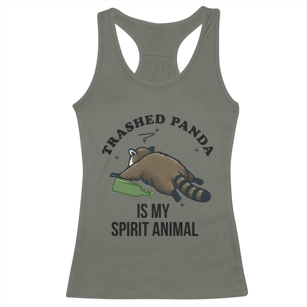 Trashed Panda Is My Spirit Animal Racerback Tank Top Funny Drunk Raccoon Meme for Party People Hot Mess Energy - Wonder Print Shop