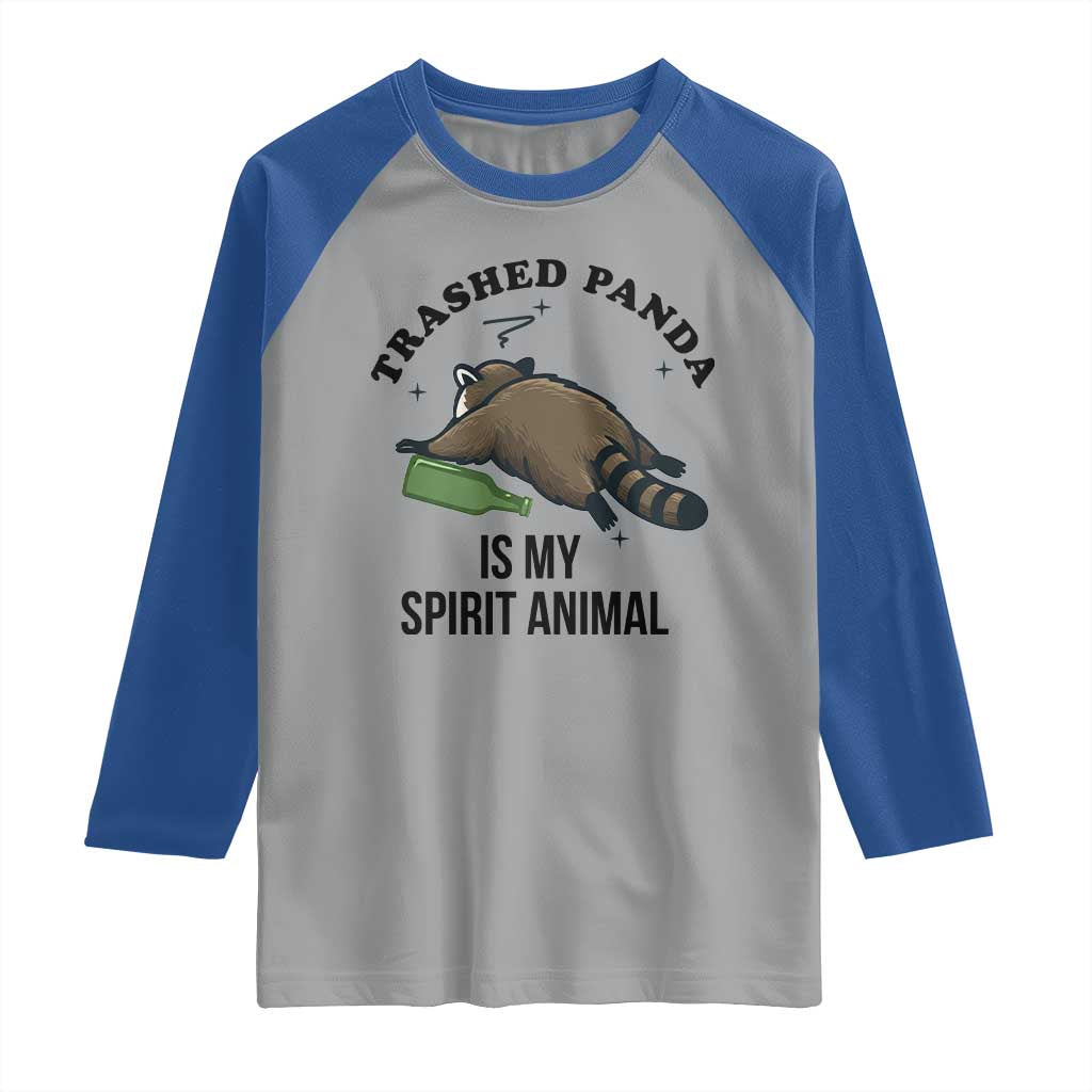 Trashed Panda Is My Spirit Animal Raglan Shirt Funny Drunk Raccoon Meme for Party People Hot Mess Energy - Wonder Print Shop