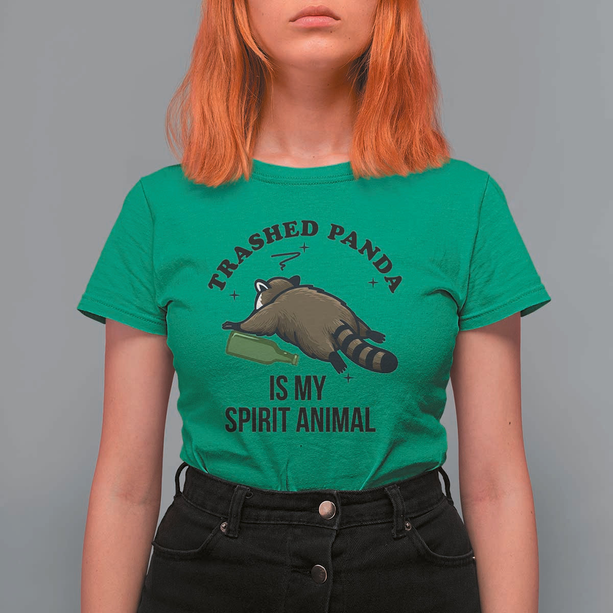 Trashed Panda Is My Spirit Animal T Shirt For Women Funny Drunk Raccoon Meme for Party People Hot Mess Energy - Wonder Print Shop