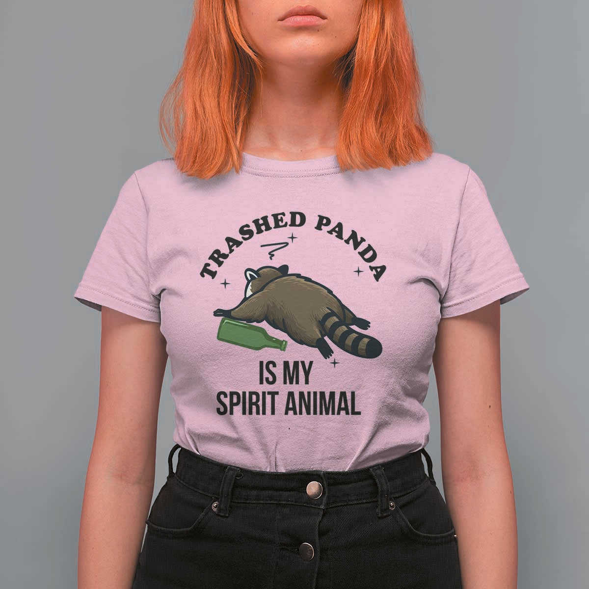 Trashed Panda Is My Spirit Animal T Shirt For Women Funny Drunk Raccoon Meme for Party People Hot Mess Energy - Wonder Print Shop