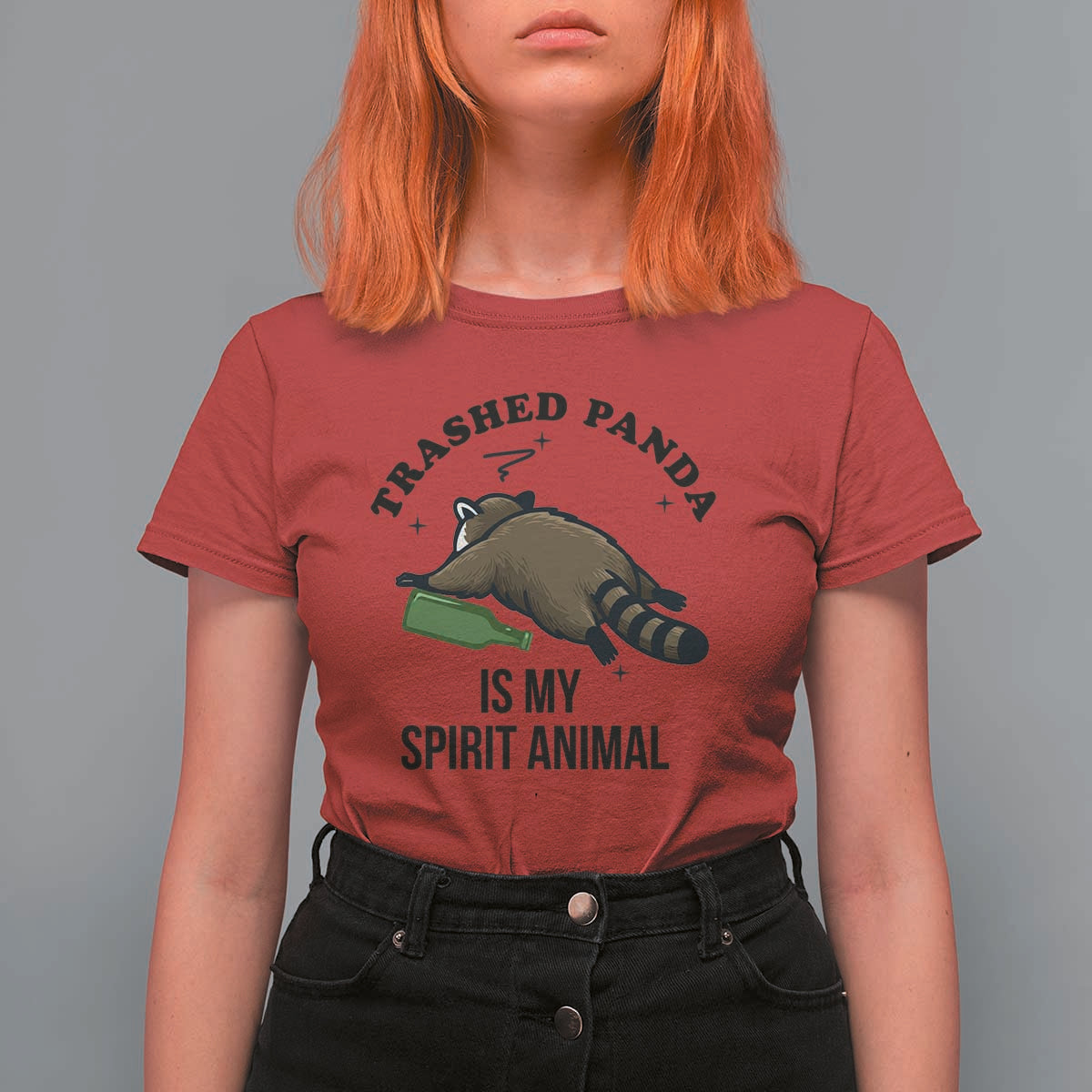Trashed Panda Is My Spirit Animal T Shirt For Women Funny Drunk Raccoon Meme for Party People Hot Mess Energy - Wonder Print Shop
