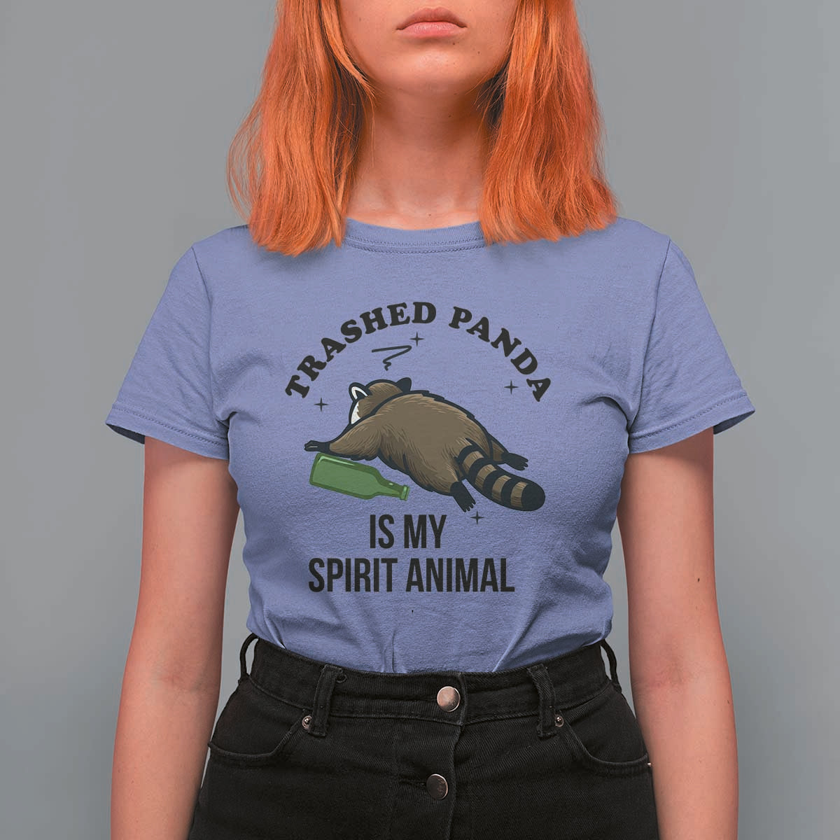 Trashed Panda Is My Spirit Animal T Shirt For Women Funny Drunk Raccoon Meme for Party People Hot Mess Energy - Wonder Print Shop