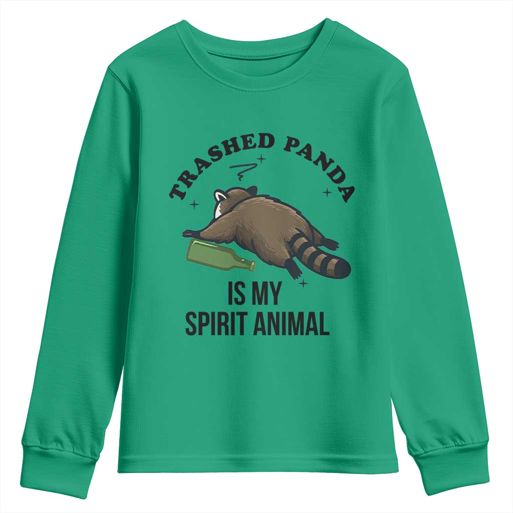 Trashed Panda Is My Spirit Animal Youth Sweatshirt Funny Drunk Raccoon Meme for Party People Hot Mess Energy - Wonder Print Shop