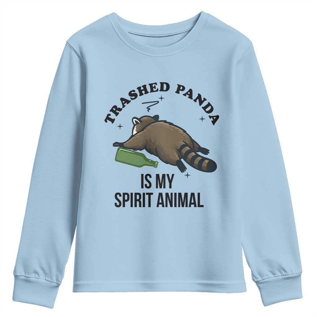 Trashed Panda Is My Spirit Animal Youth Sweatshirt Funny Drunk Raccoon Meme for Party People Hot Mess Energy - Wonder Print Shop