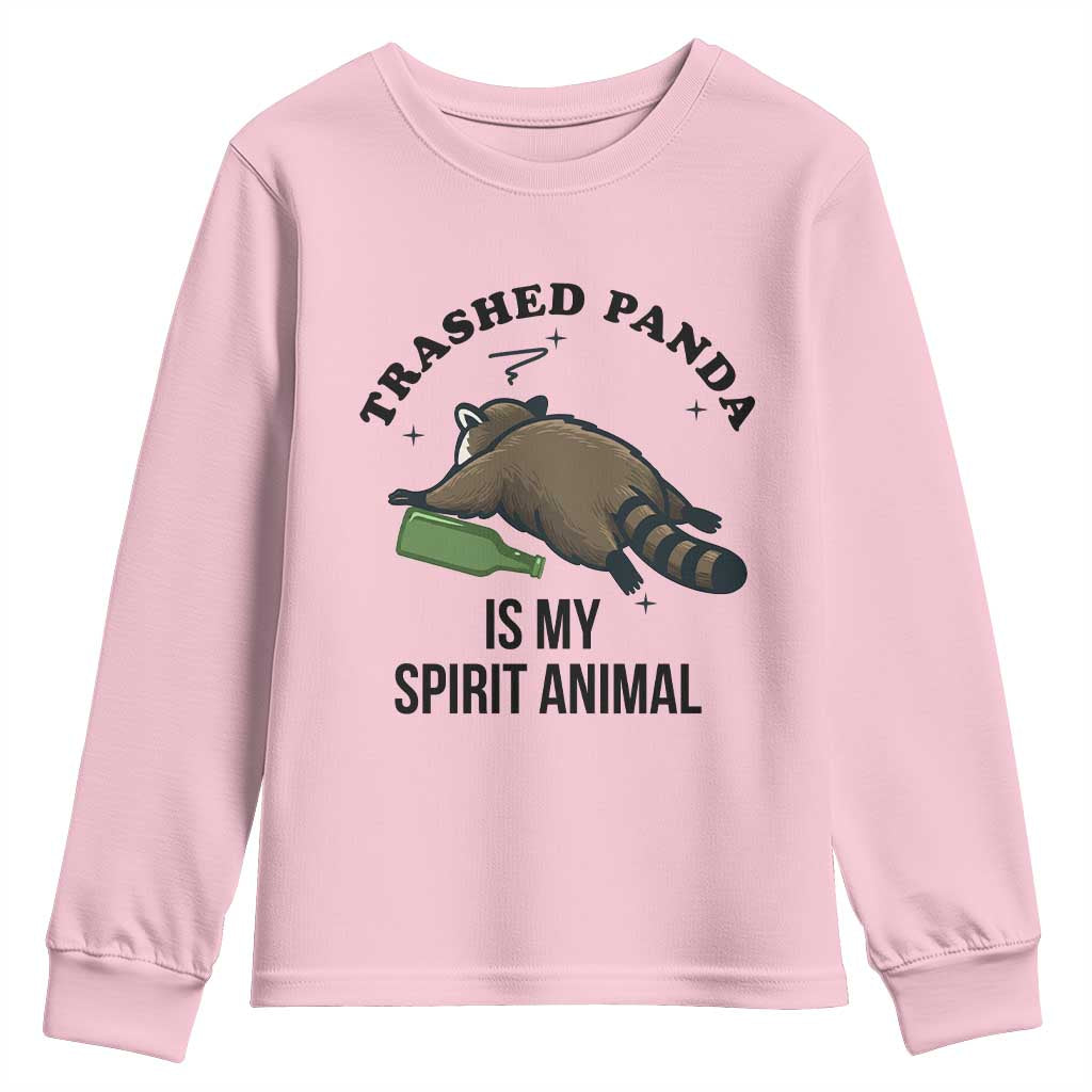 Trashed Panda Is My Spirit Animal Youth Sweatshirt Funny Drunk Raccoon Meme for Party People Hot Mess Energy - Wonder Print Shop